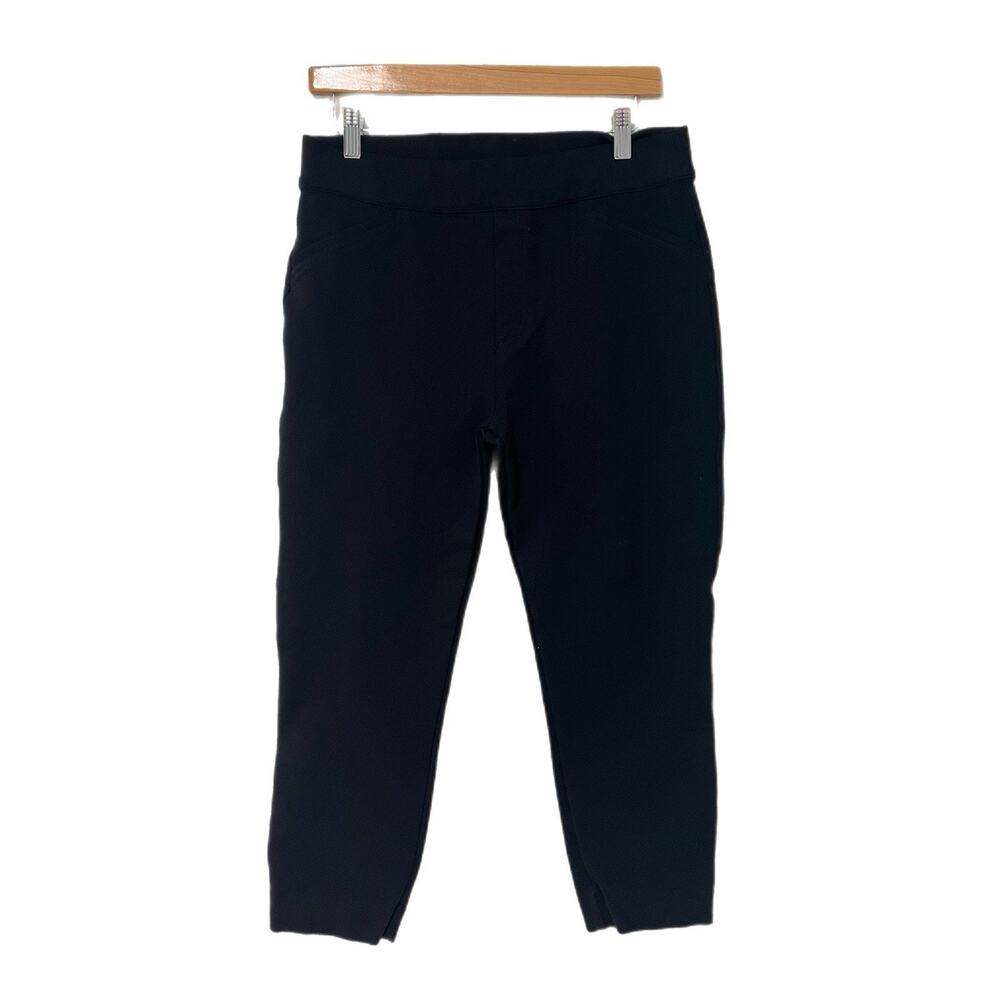 Spanx Womens High Rise Skinny Capri Pants Large Petite PL Black Pull On Stretch - Picture 1 of 13